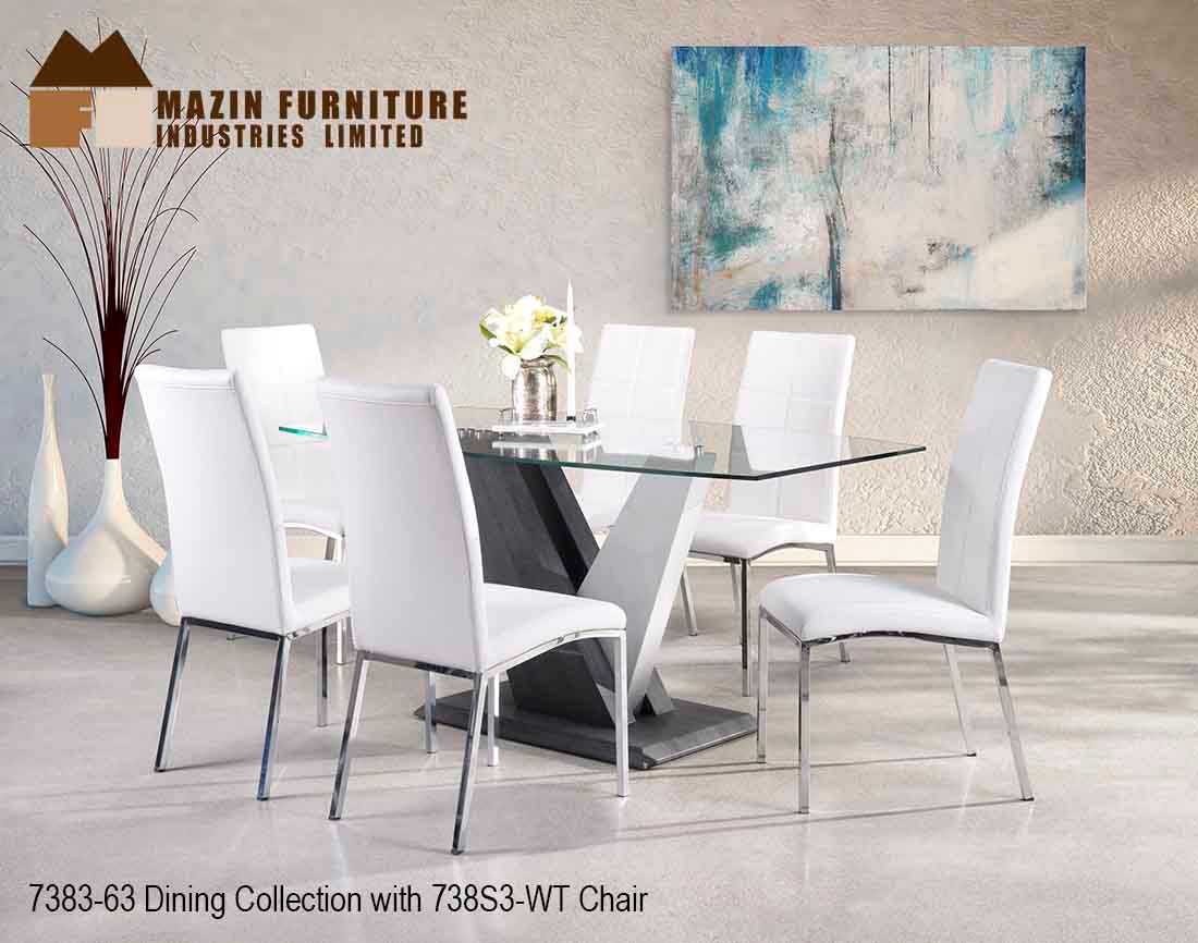 Show Deal  CLR Dining Set Model  7383/738s3  Grey/White/Black Chsirs 5pc/7pc Deal