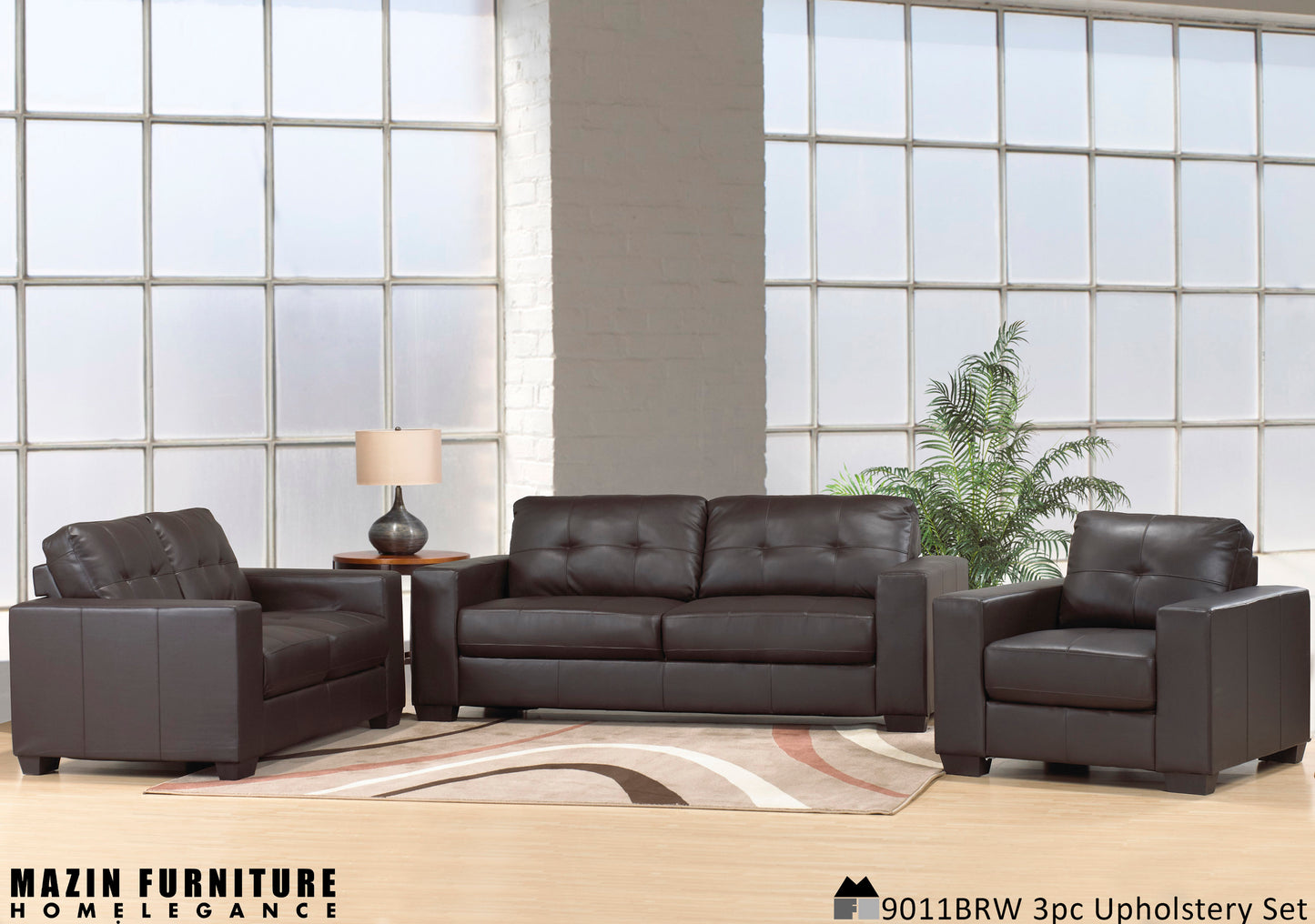 Brown PU Sofa/Love Seat /Chair Model 9011BRW Limited Stocks Toronto CLR