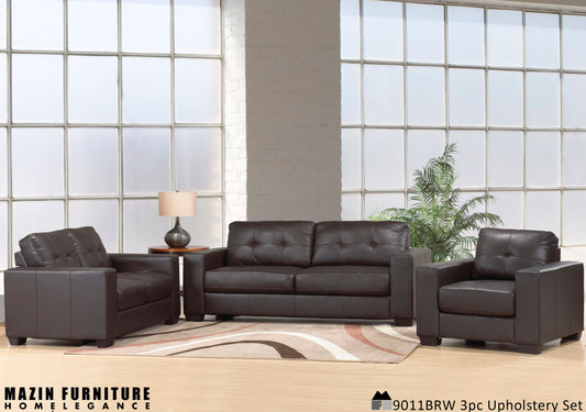 Brown PU Sofa/Love Seat /Chair Model 9011BRW Limited Stocks Toronto CLR