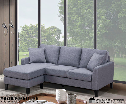 Model 99912LGY-3SC Reversible Sectional Sofa Chaise .Very Limited Toronto Stocks