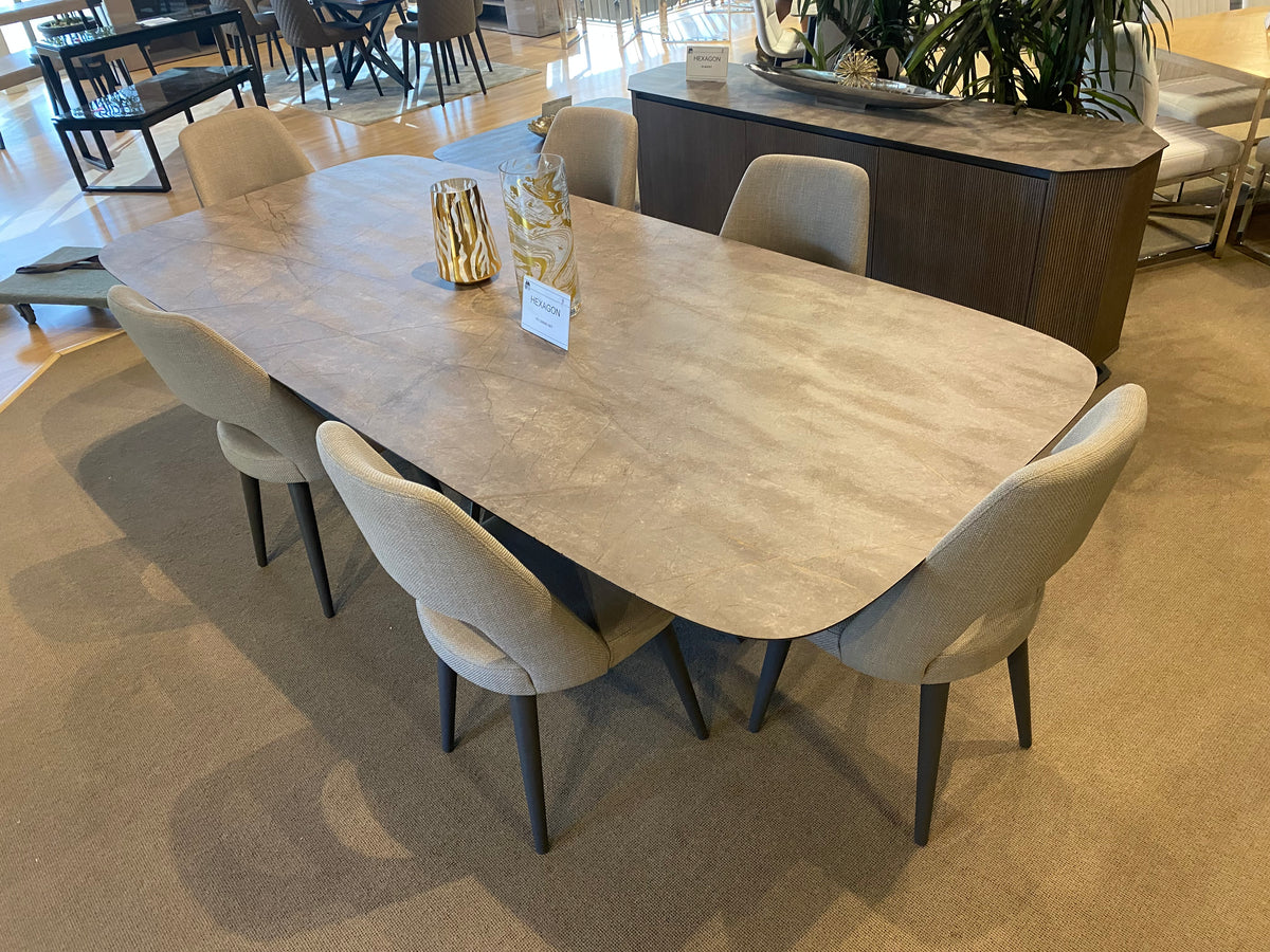 Model Hexagon Italian dining set dining table chairs and matching buffet