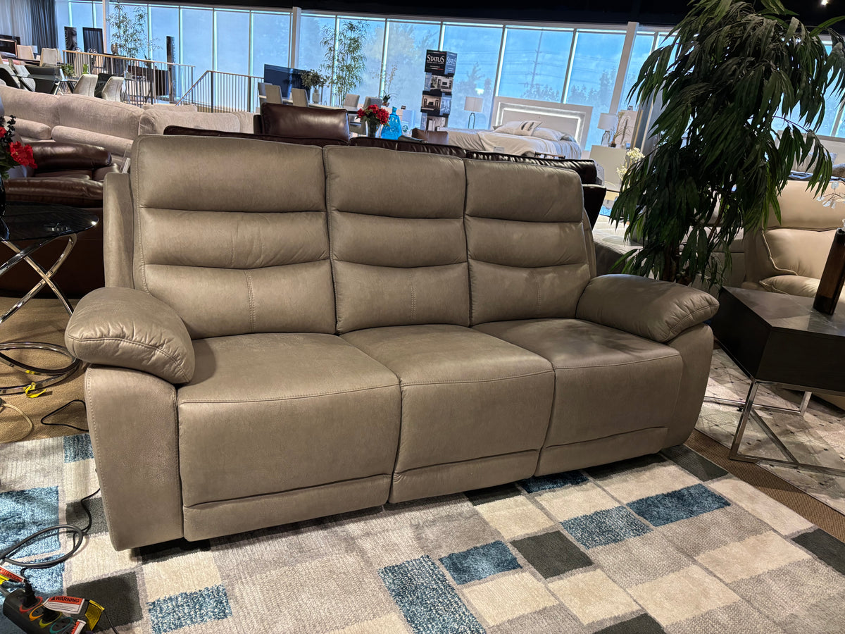 Model 99090 grey fabric power reclining sofa with three seats