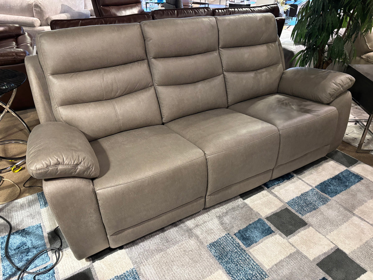 Model 99090 grey fabric power reclining sofa front view
