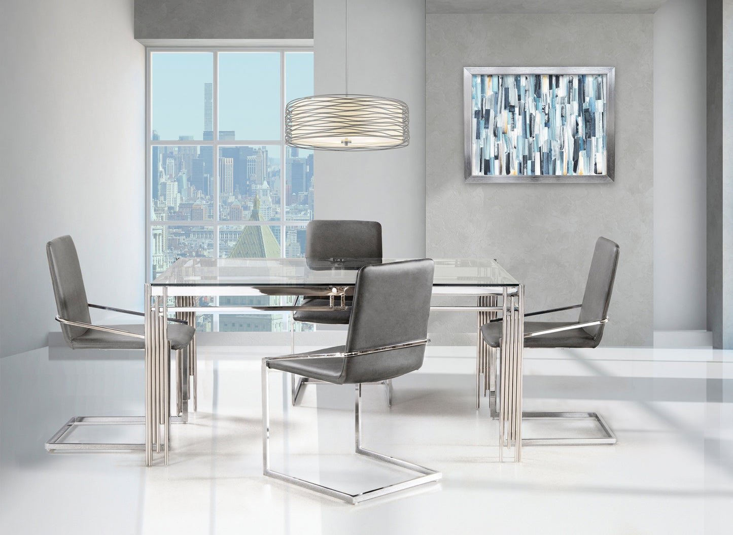 Glass top dining set MZ3645/3656S-GY 5pc Set Toronto Stocks