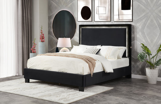 LED Fabric Platform Queen/King  Bed 1991BK Toronto Stocks