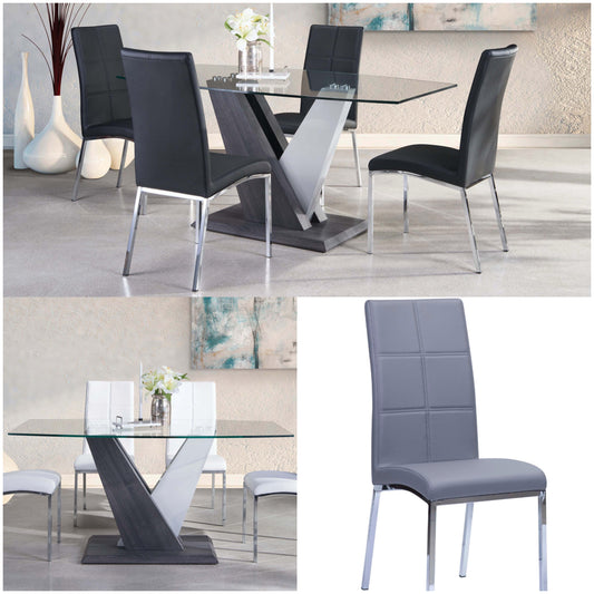 Show Deal  CLR Dining Set Model  7383/738s3  Grey/White/Black Chsirs 5pc/7pc Deal