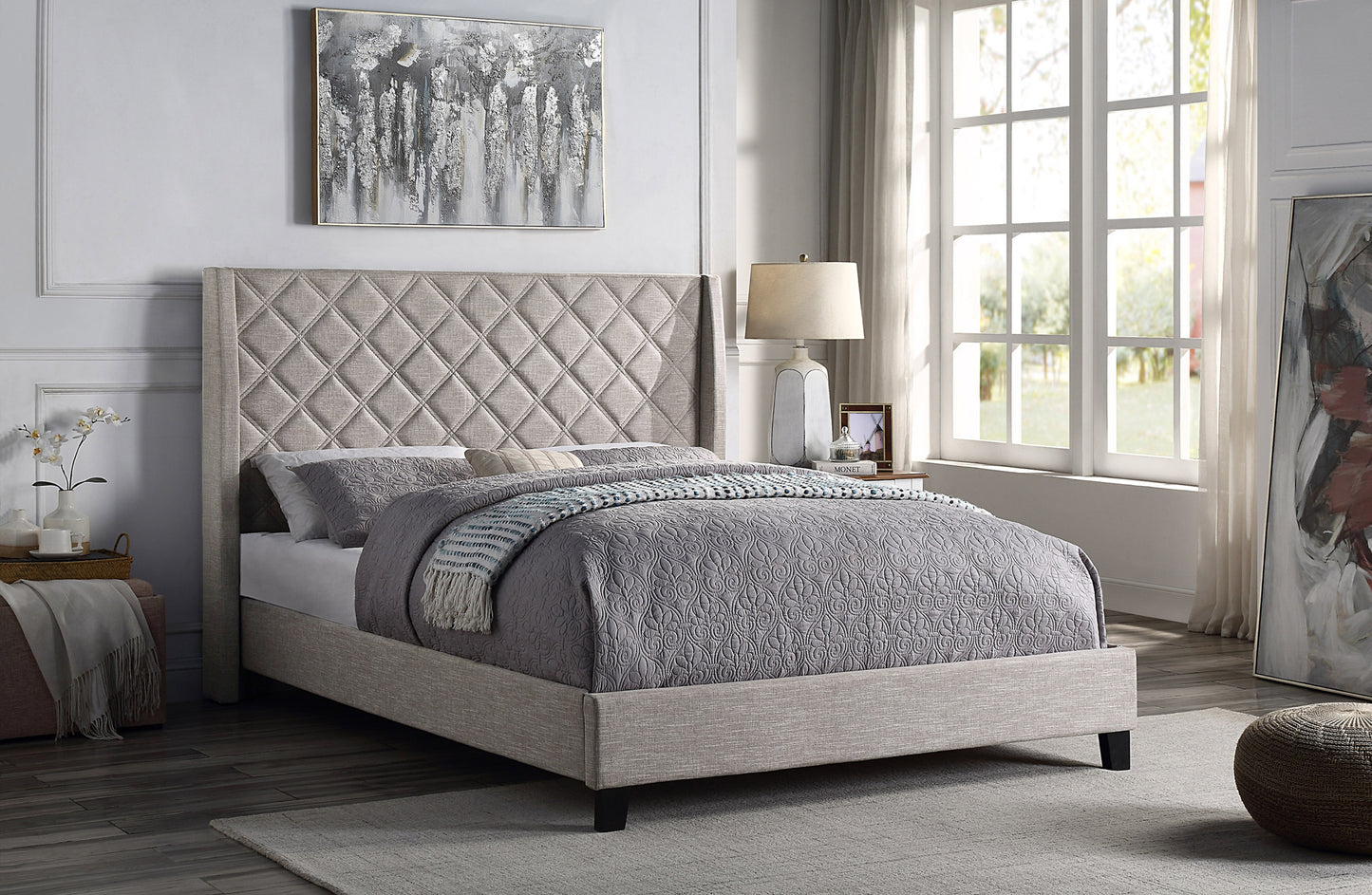 Fabric Bed Full/Queen/King Sizes Model 5832BE Toronto Stock