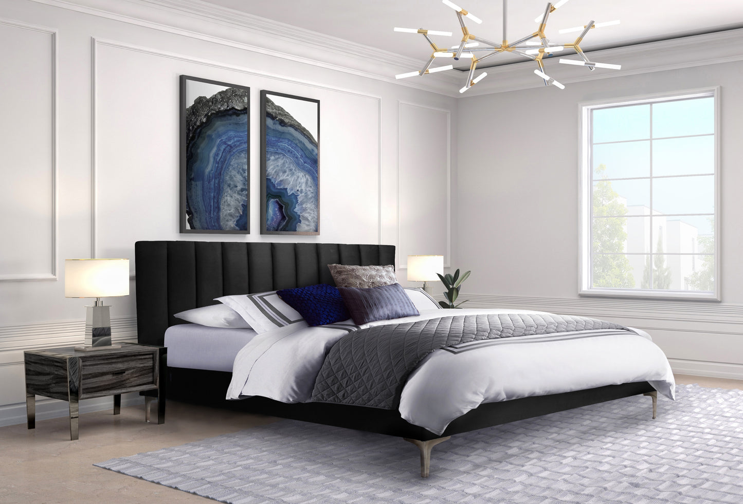 Fabric Platform Bed Full/Queen/King Model 5893BK Toronto Stock