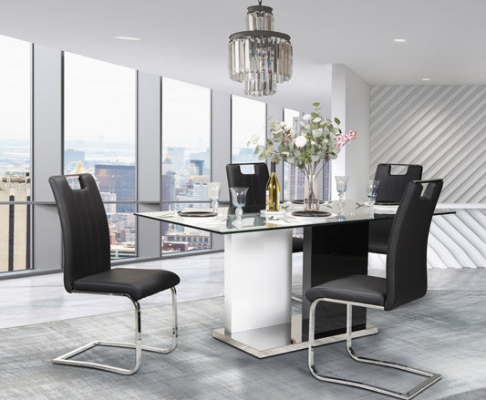 Glass top Dining Set Model 6848/738S4N-BK Toronto Stocks