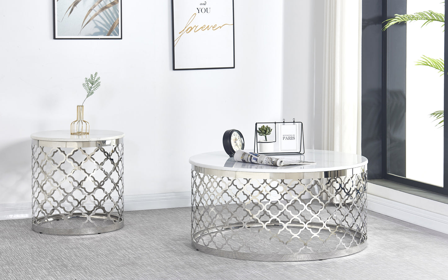 Round Marble Top Coffee/End Table Model 6875 Toronto Stocks