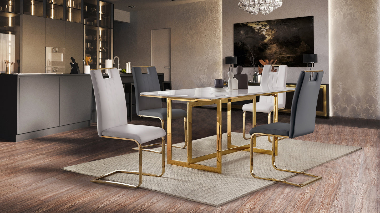 Marble Top Dining Set 7 pc  golden legs Model 7451  Two colors Chairs option Toronto Stocks