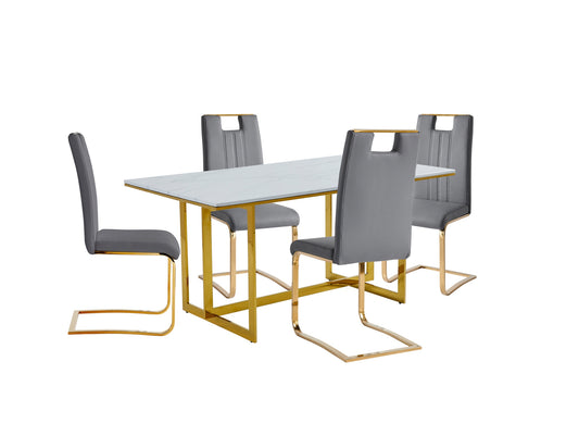 Marble Top Dining Set 5 pc Model 7451  Grey chairs  Toronto Stocks
