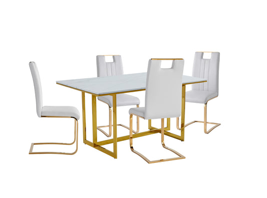 Marble Top Dining Set 5 pc Model 7451  white chairs  Toronto Stocks
