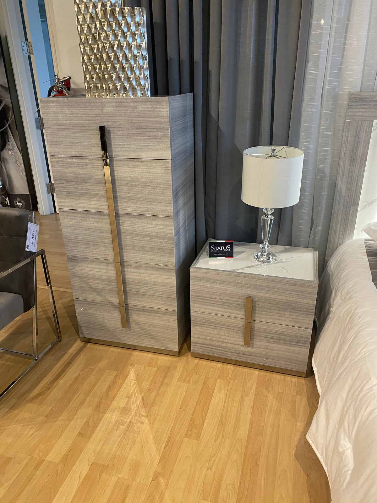 Model Carrara Italian bedroom set dresser with mirror