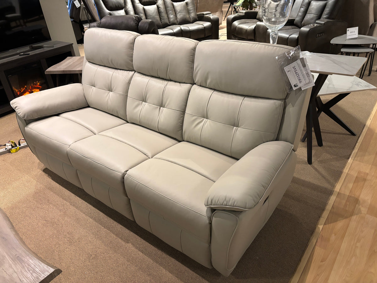 Model 99032P light leather power recliner sofa, front view