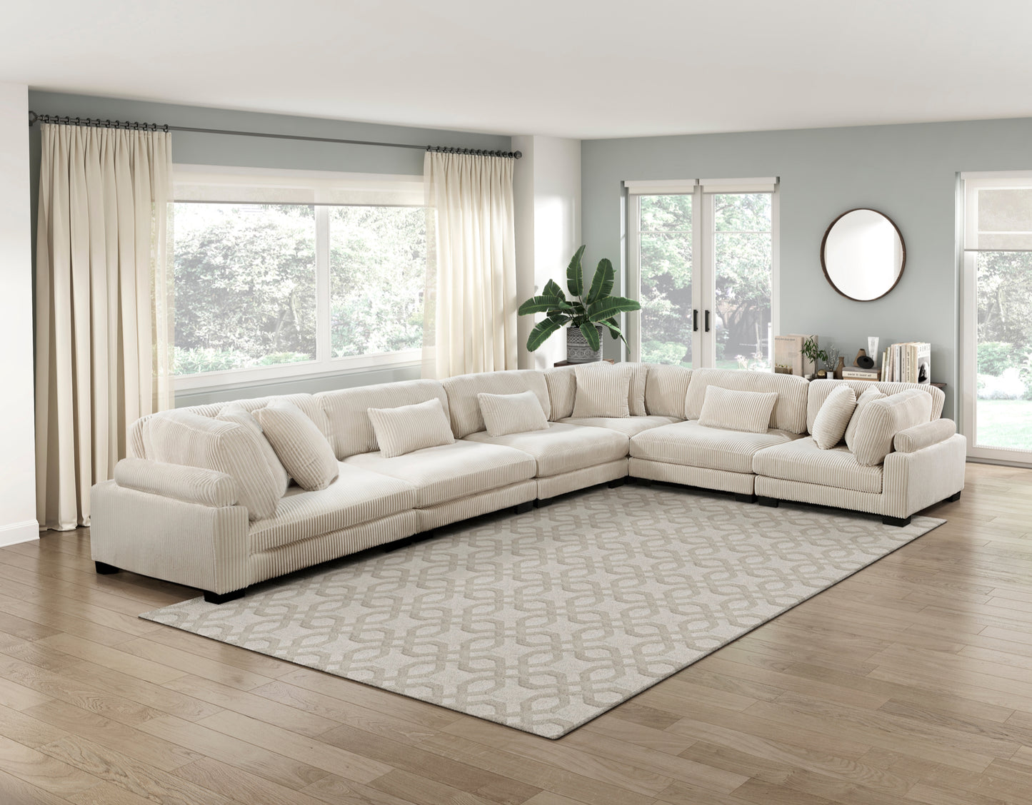 Modular Corduroy fabric Sectional Sofa Model 8555BE 3CR+3AC Toronto Stocks