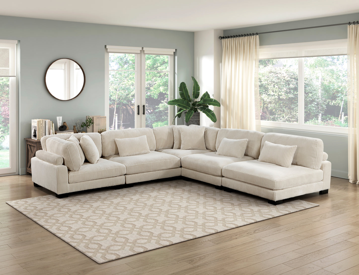 Modular Corduroy fabric Sectional Sofa Model 8555BE  2CR+3AC Toronto Stocks