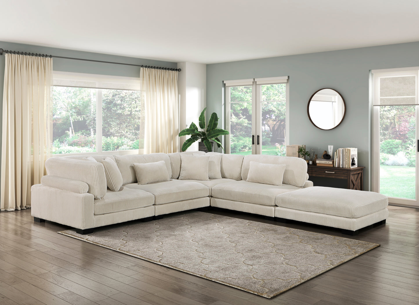 Modular Corduroy fabric Sectional Sofa Model 8555BE 2CR +2AC+ Ott Toronto Stocks