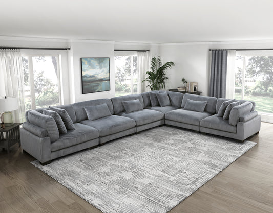 Modular Corduroy fabric Sectional Sofa Model 8555GY 3CR+3AC Toronto Stocks