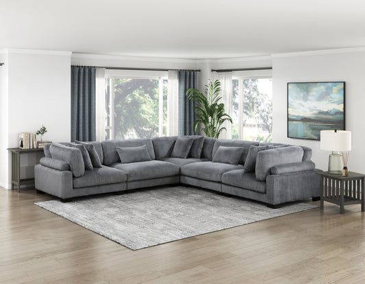 Modular Corduroy fabric Sectional Sofa Model 8555GY  3CR+2AC Toronto Stocks
