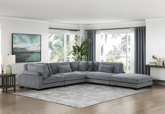 Modular Corduroy fabric Sectional Sofa Model 8555GY 2CR +2AC+ Ott Toronto Stocks