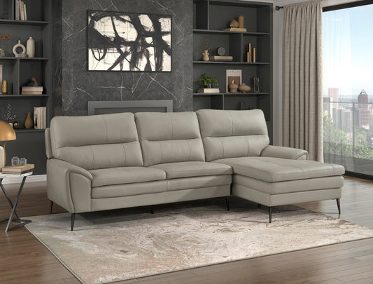 Model 8577GRB Leather Modern Sectional Sofa with Right Side Chaise