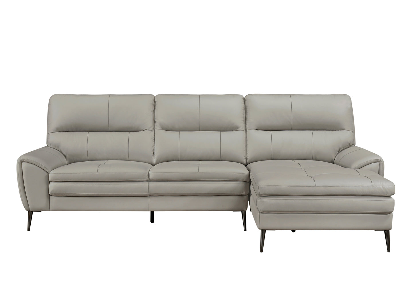 Model 8577GRB Leather Modern Sectional Sofa with Right Side Chaise