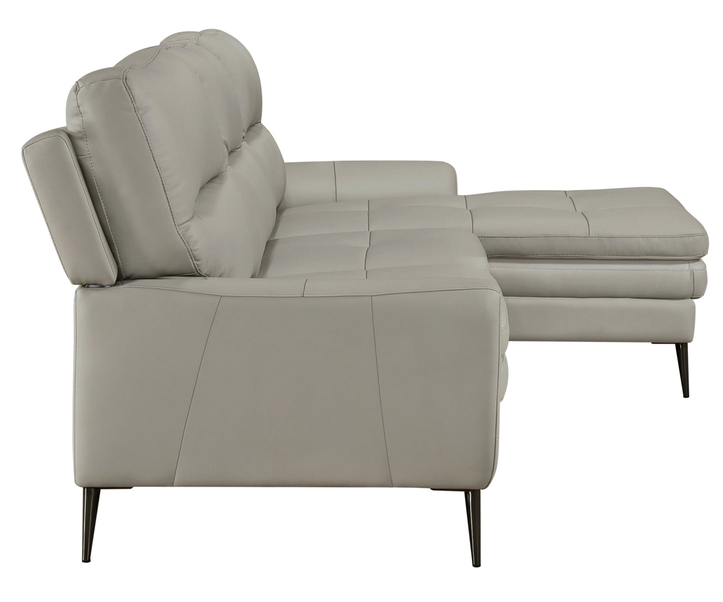 Model 8577GRB Leather Modern Sectional Sofa with Right Side Chaise