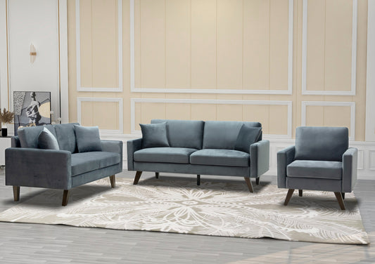 Velvet Fabric Sofa / Love Seat / Chair  Model 9044VGY  Toronto Stocks