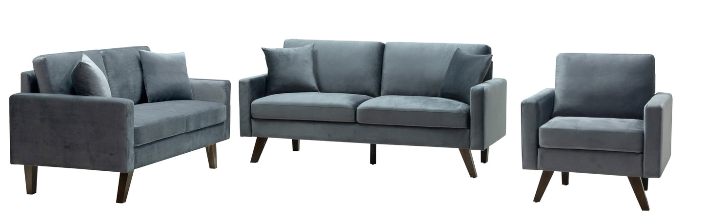 Velvet Fabric Sofa / Love Seat / Chair  Model 9044VGY  Toronto Stocks