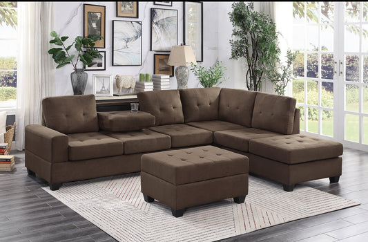 Model 9507CHC Reversible Sectional with Drop-Down Cup Holders and Storage Ottoman Toronto Stocks