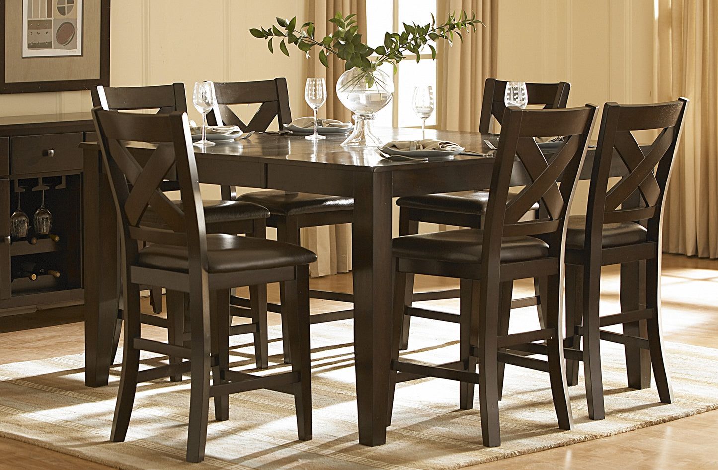 Show Deal  Table + 4 Counter Chairs CLR Dining Set Model  1372-35DR5