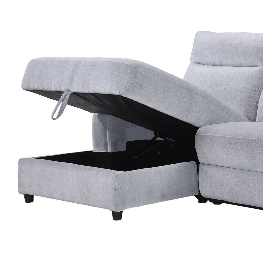 Sectional Sofa with one recliner and storage model 99027GY left/right chaise storage