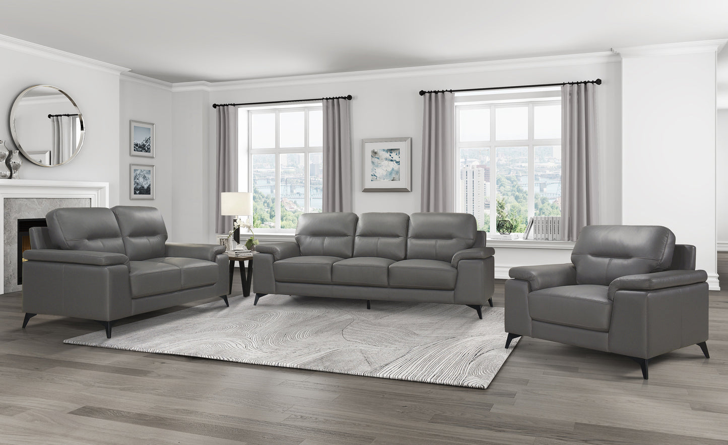 Model 9514DG Modern Sofa/Love Seat/Chair Leather Match 3 colors Toronto stocks