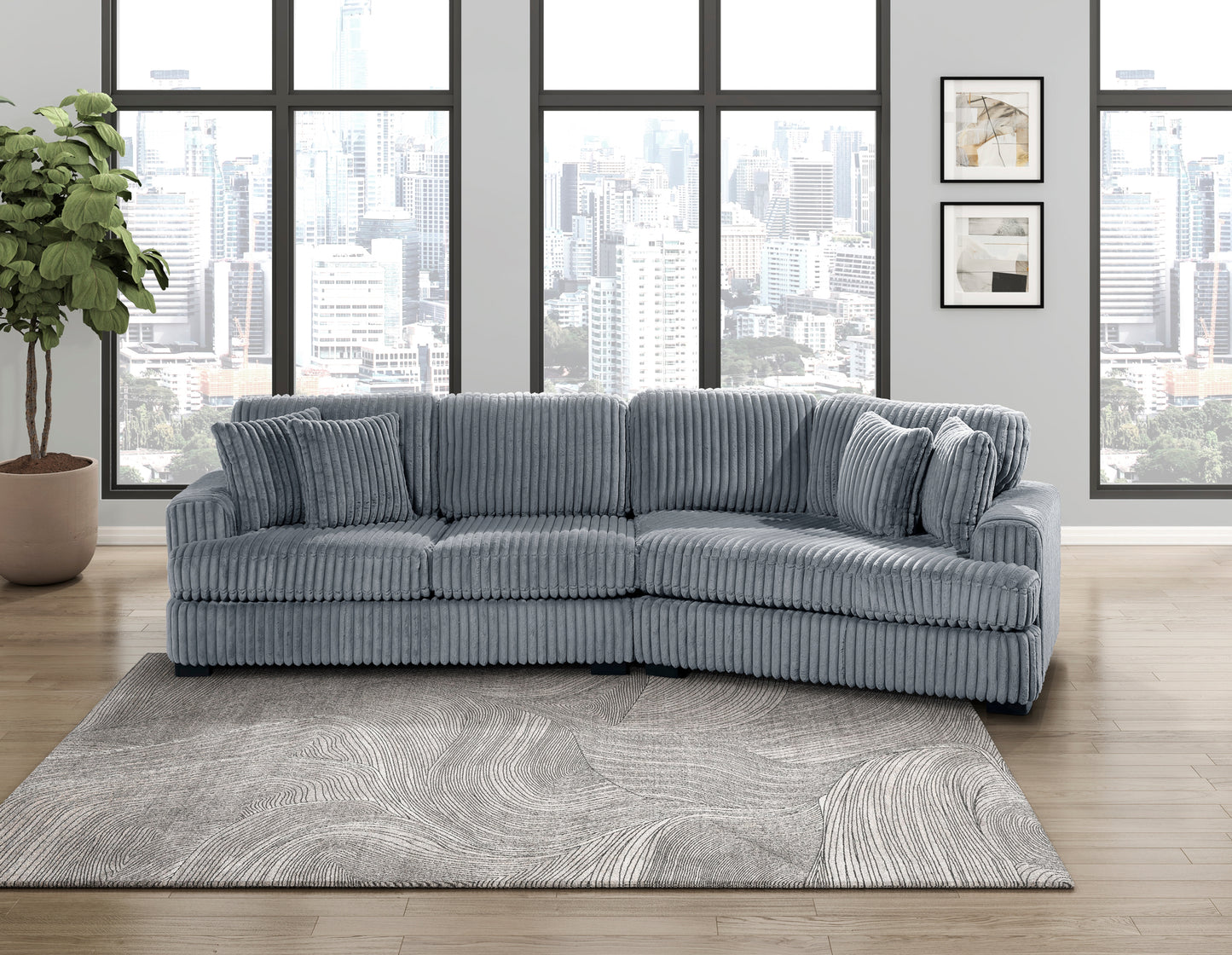 Model 9623GY  LSF two seater with RSF Cuddler Modular Sectional Sofa sets Toronto stock