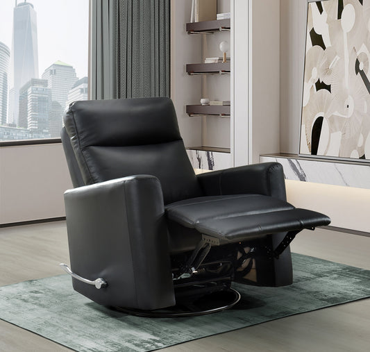 Model 9658BLK-1G Swivel Glider Recliner, Black Leather . Toronto Stocks