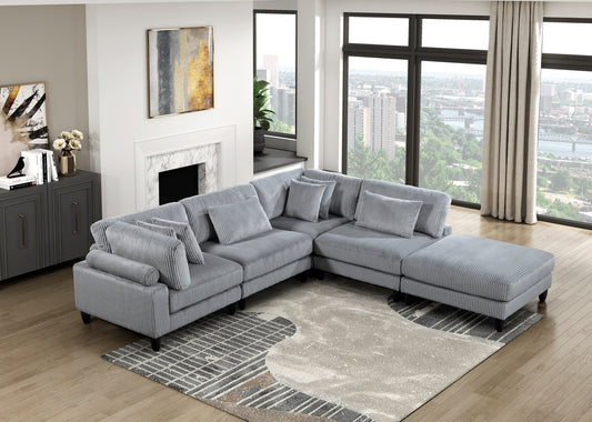 Model 9688GY*52CR2ACOT 5-Piece Modular Sectional with Ottoman . Toronto Stocks
