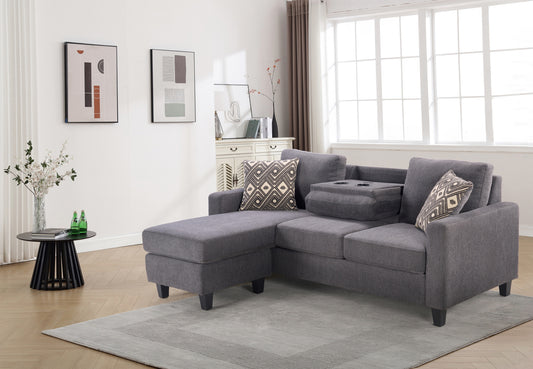 Model 99647DGY-3SC Reversible Sectional Sofa Chaise with Drop-Down Table, wireless charging,Toronto Stocks