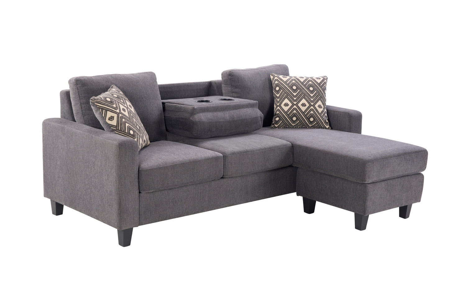Model 99647DGY-3SC Reversible Sectional Sofa Chaise with Drop-Down Table, wireless charging,Toronto Stocks