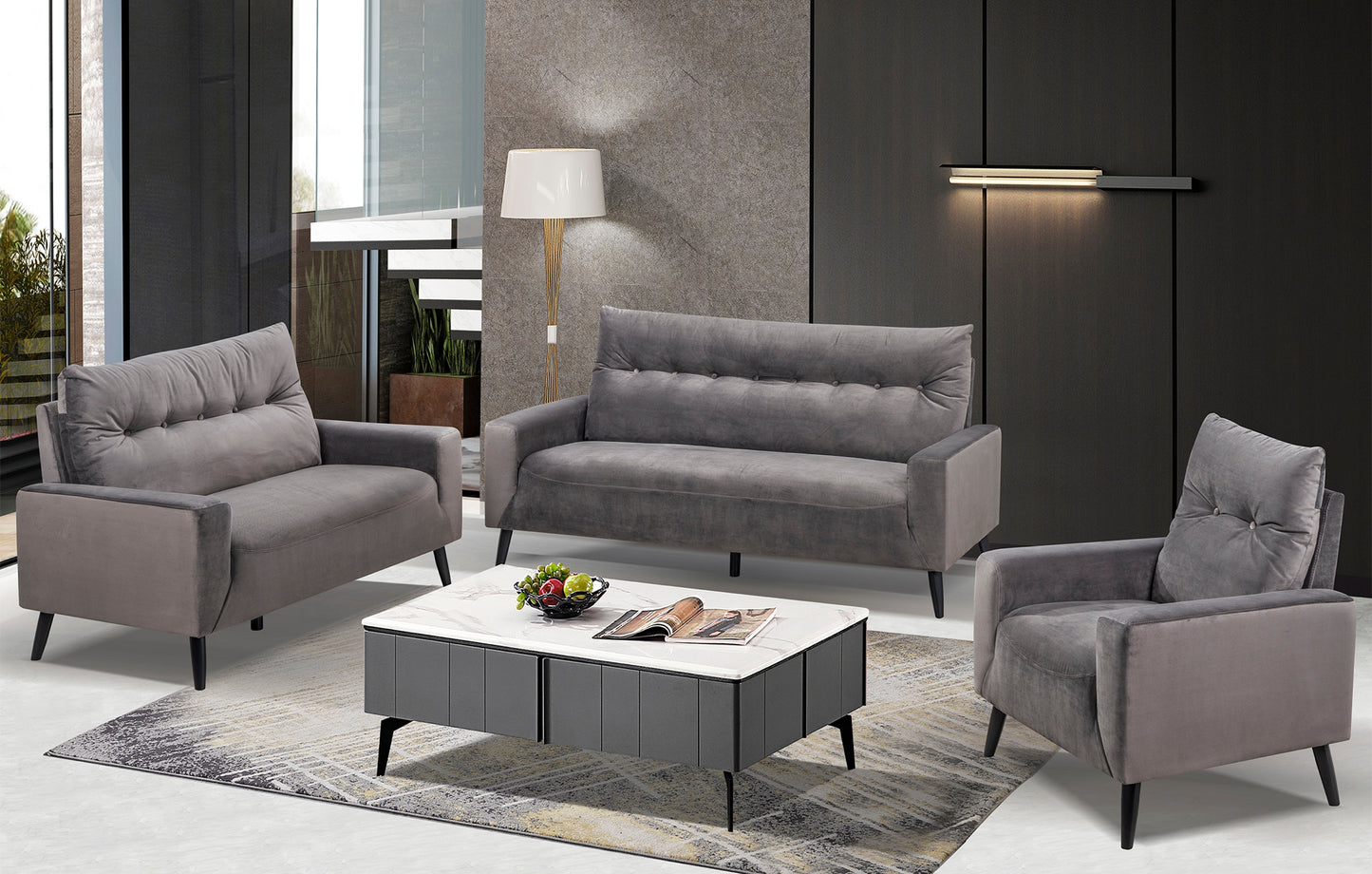 Model 99913CHR Fabric Sofa/Love Seat/Chair two colors Limited Toronto stocks