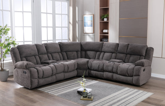 Model 99928GRYSS Reclining Sectional with Consoles Toronto Stocks