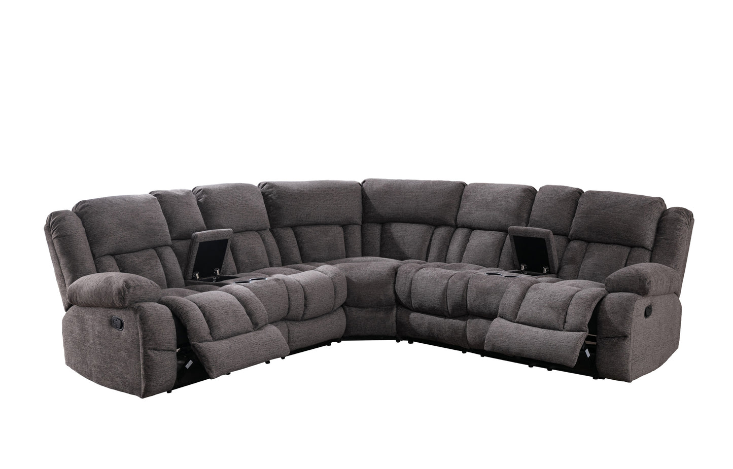 Model 99928GRYSS Reclining Sectional with Consoles Toronto Stocks