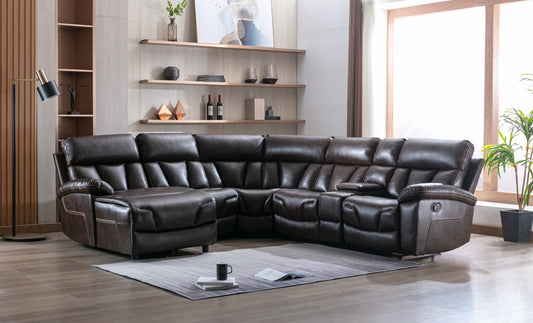 Model 99931BRWSS6L Reclining Sectional with Left Side Chaise & Wireless Charger Console. Toronto Stocks