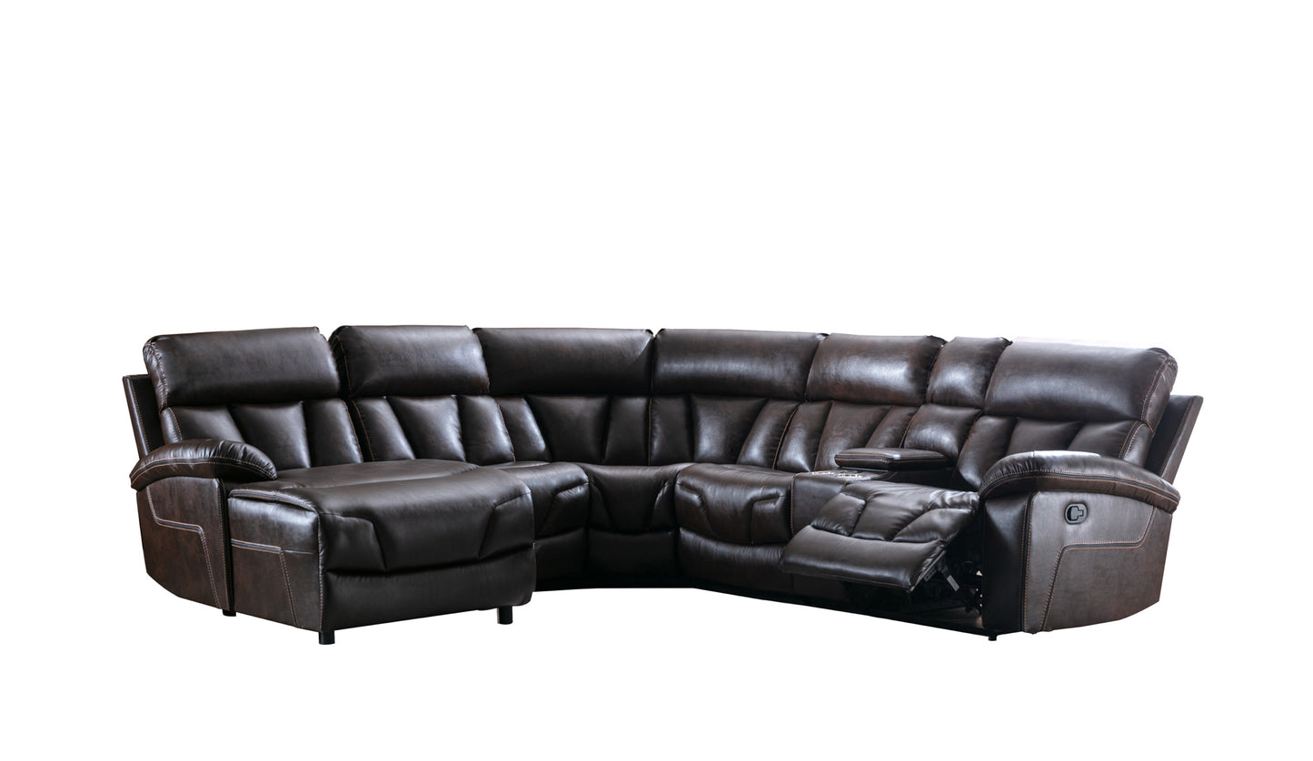 Model 99931BRWSS6L Reclining Sectional with Left Side Chaise & Wireless Charger Console. Toronto Stocks