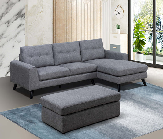 Model 99947GRYSSR Fabric Sectional Sofa with Right Side Chaise & Ottoman. Limited Toronto Stocks.