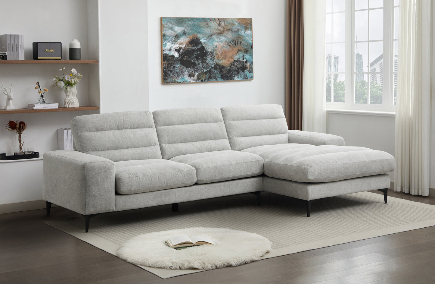 Model 99084LGYSSR Sectional with Right Side Chaise. Toronto Stocks.