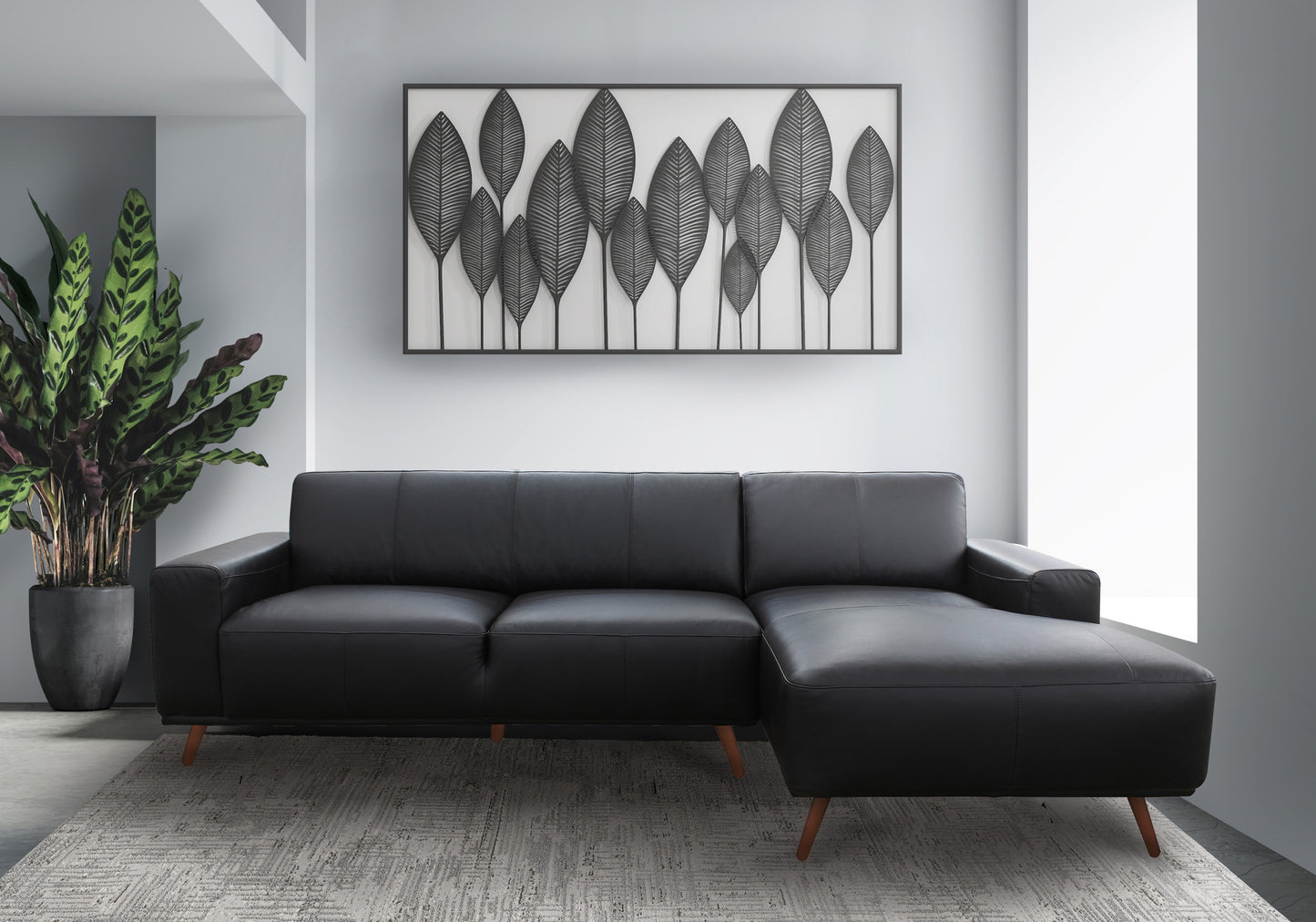 Model 99956BLKSS Full Leather Sectional Sofa . Very Limited Toronto Stocks.