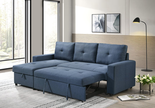 Model 99996BLU Fabric Sectional Pull out Sofa Bed, Reversible, Toronto Stocks
