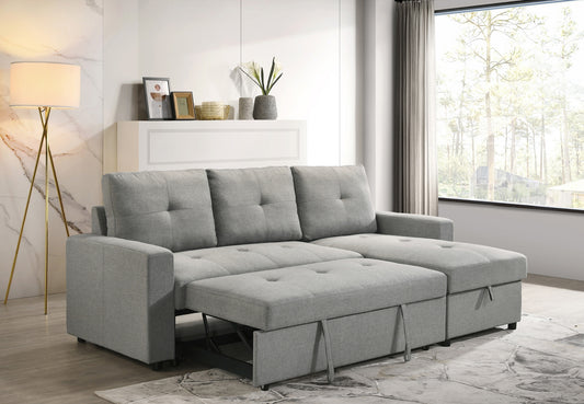 Model 99996GRY Fabric Sectional Pull out Sofa Bed, Reversible, Toronto. stocks