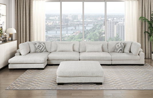 Model 9555BEG*5CR2ACVCOT 5-Piece Modular Sectional with Chaise and Ottoman .Toronto stocks